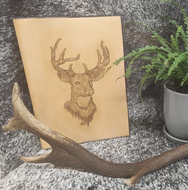 Hand Carved Deer Journal by Bonnie at Simon Martin Whips