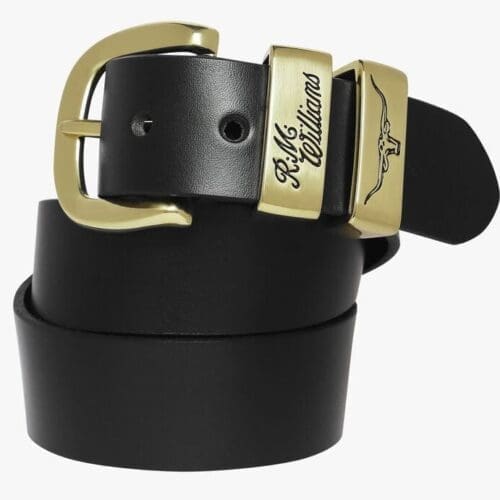 RM Williams Solid Leather Belt Gold Buckle