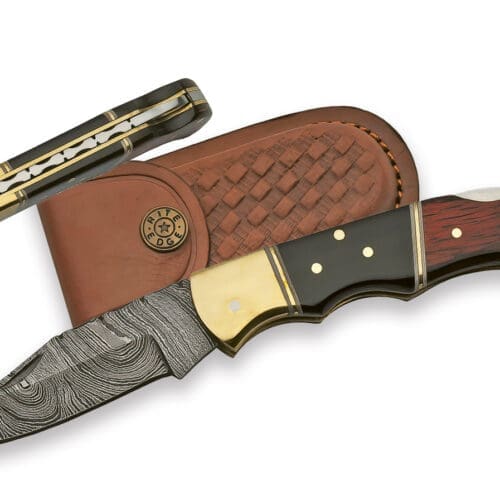 A247 Damascus Folder Wood Horn Handle
