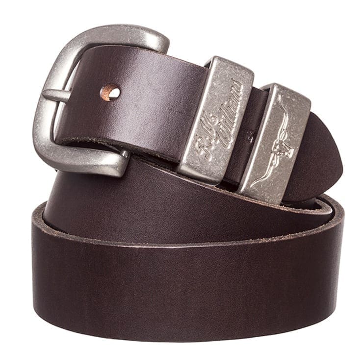 RM Williams Solid Leather Belt SILVER Buckle